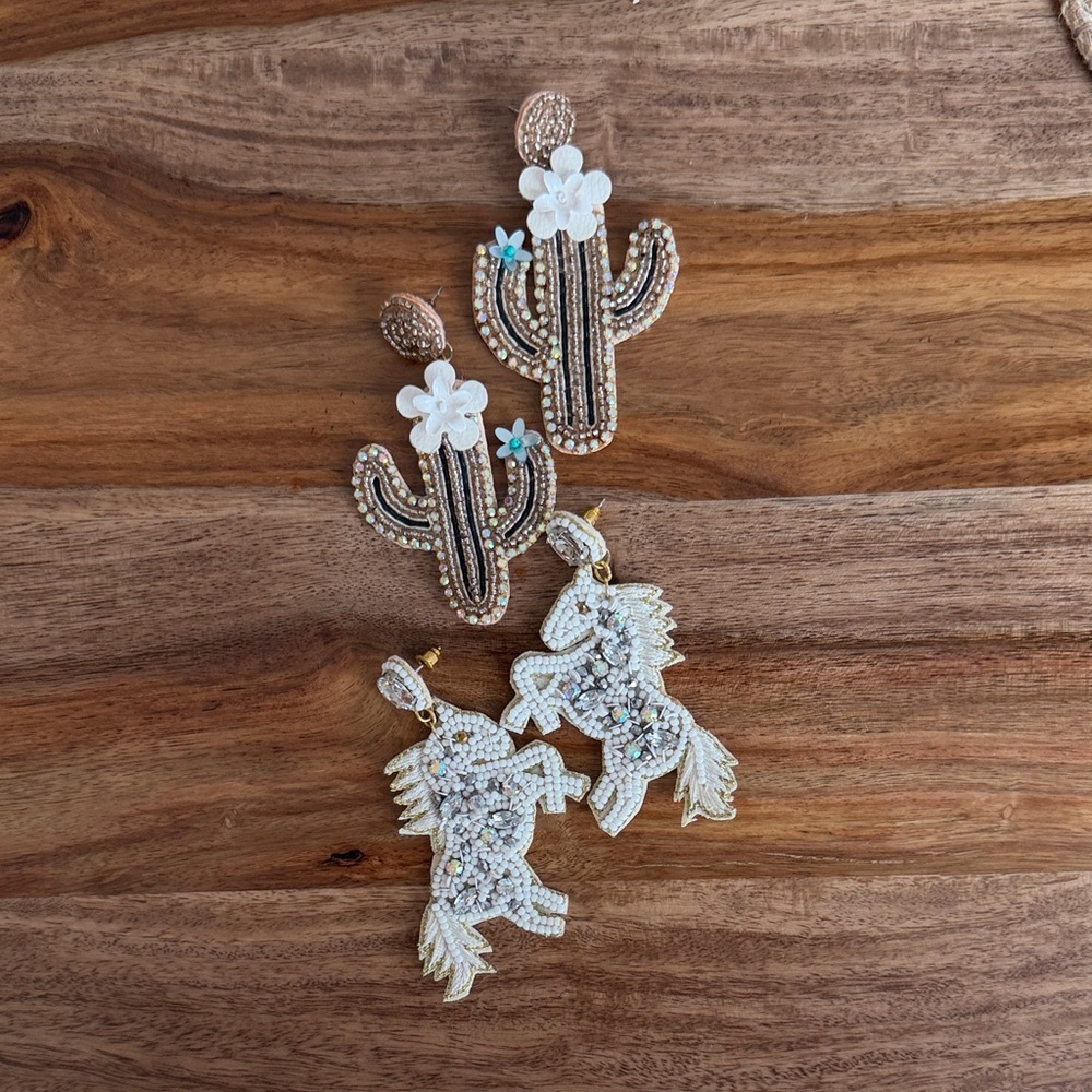 Beaded Cactus and Horse Earrings